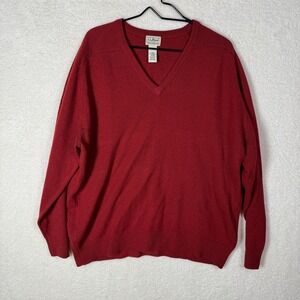 LL Bean Lambswool‎ Mens L V Neck Sweater Preppy Gorpcore Outdoor Casual Knit